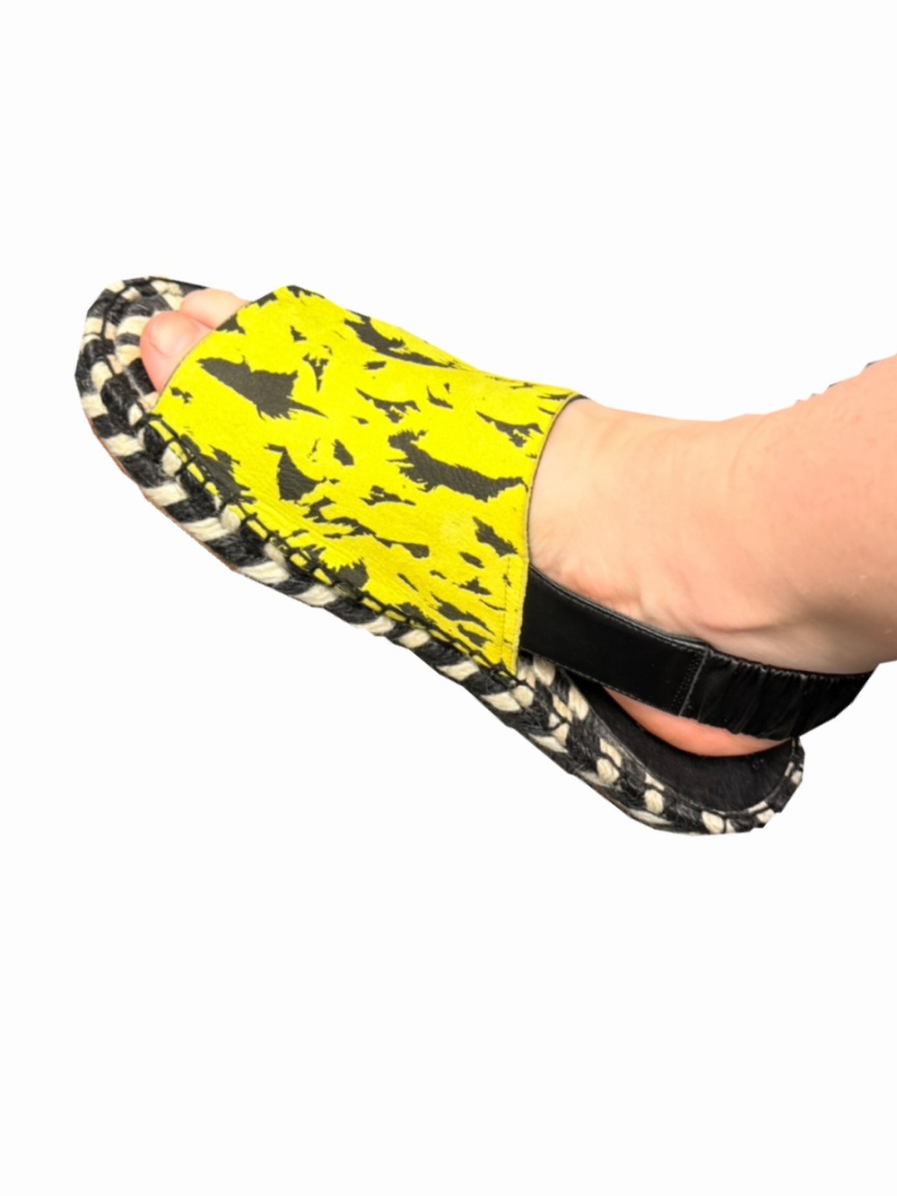 Proenza Schouler Black, White & Yellow slingback suede Espadrille Slide
